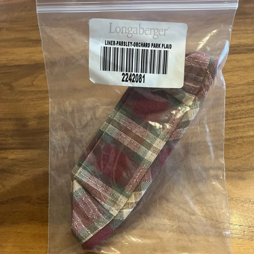 Longaberger Fabric Liner for Parsley Basket in‎ Orchard Park Plaid 2242081 NEW